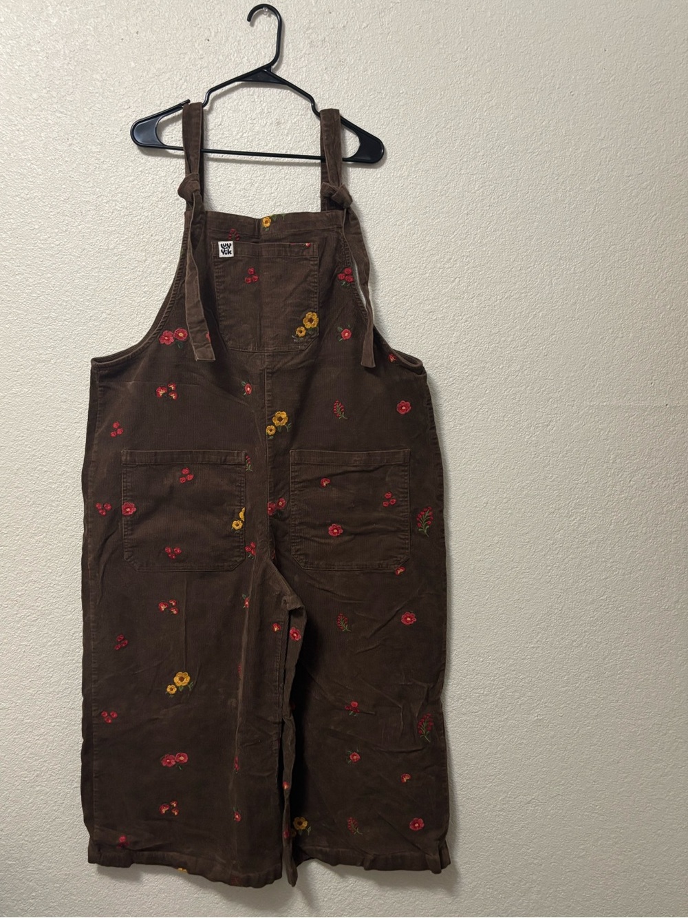 Lucy and Yak Jenny Brown Floral Embroidered Corduroy Dungarees